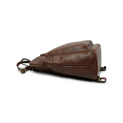 Full grain leather back pack - brown chestnut