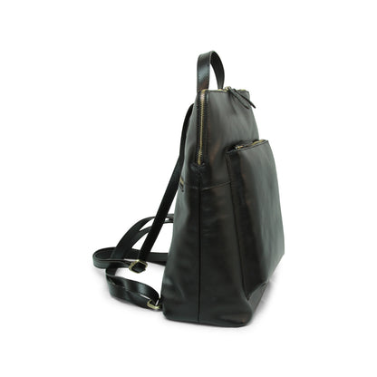 Full grain leather backpack - black