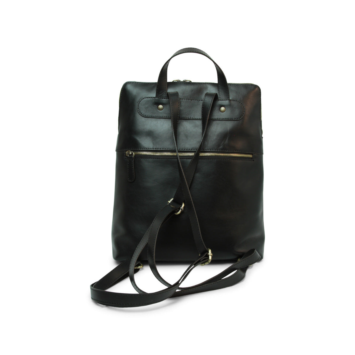 Full grain leather backpack - black