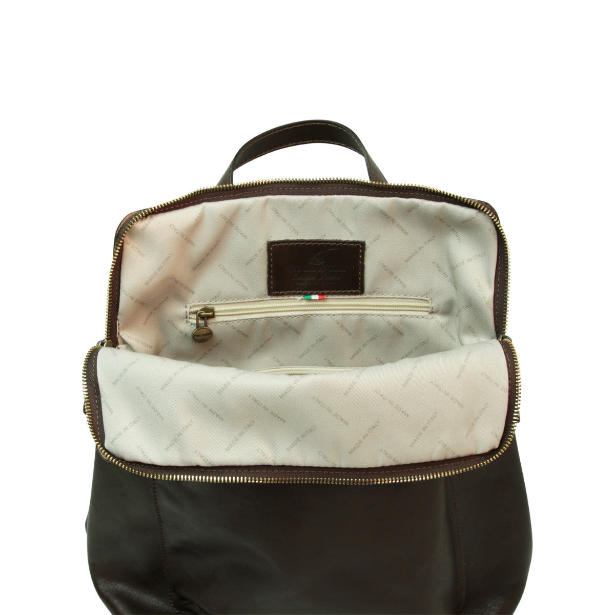 Full grain leather backpack - dark brown