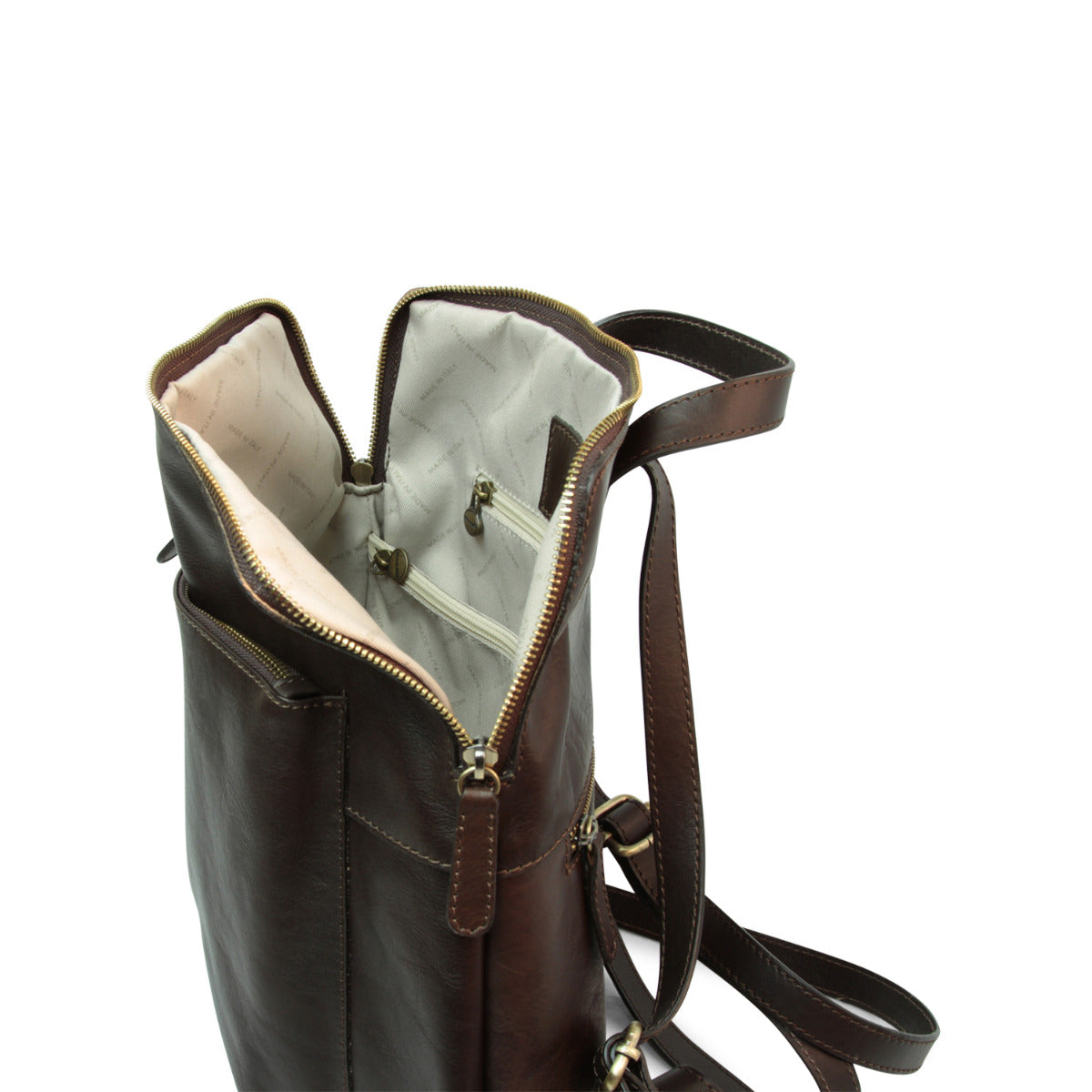 Full grain leather backpack - dark brown