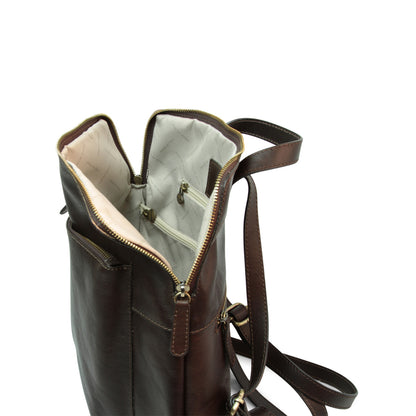 Full grain leather backpack - dark brown