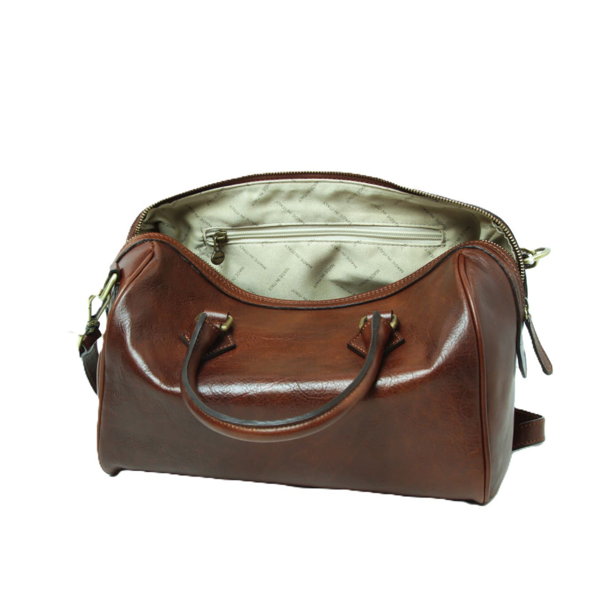 Double handled shoulder bag - brown
