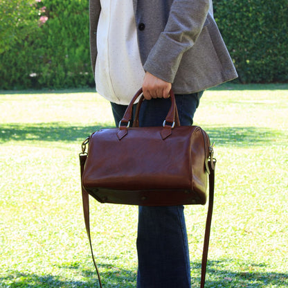 Double handled shoulder bag - brown