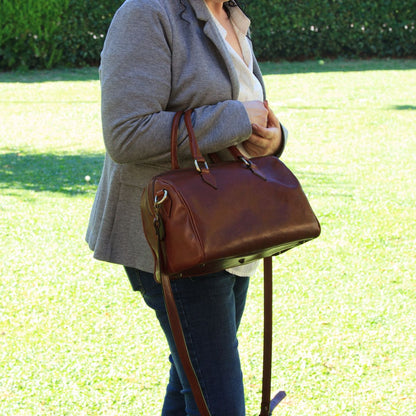 Double handled shoulder bag - brown