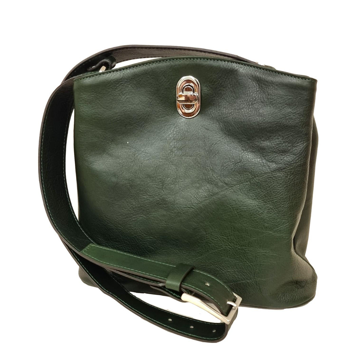 LEATHER BUCKET BAG-GREEN