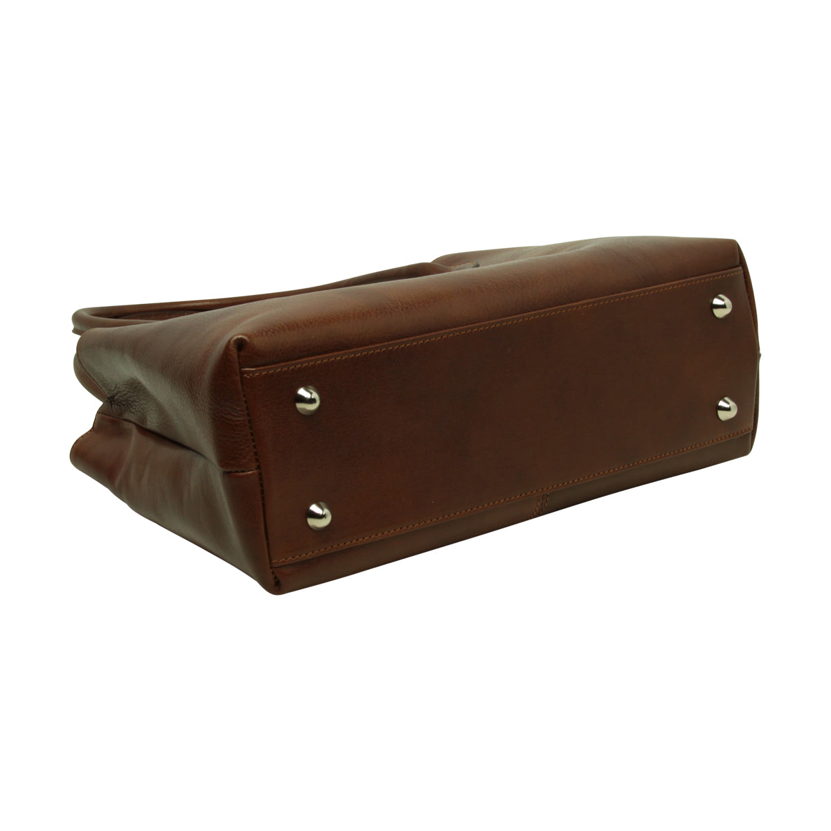 WOMEN'S BAG WITH TWO HANDLES IN FULL GRAIN LEATHER -BROWN