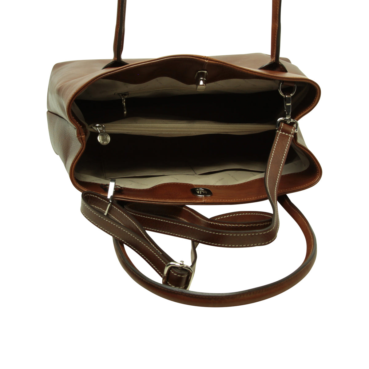 WOMEN'S BAG WITH TWO HANDLES IN FULL GRAIN LEATHER -BROWN