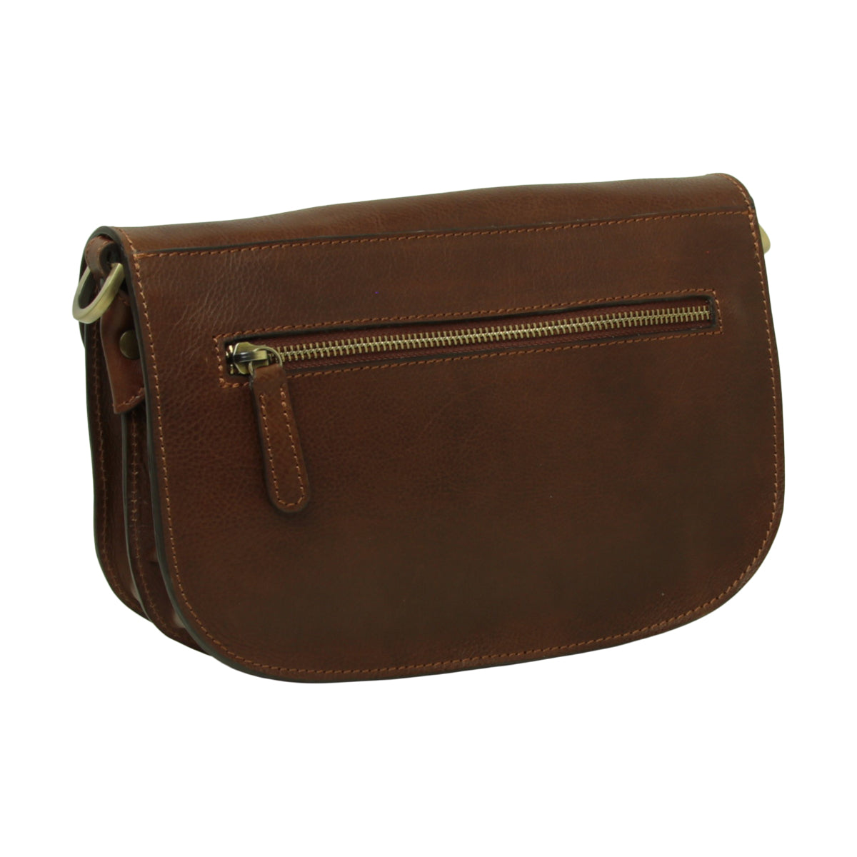 Two-sided shoulder bag in full-grain calfskin –Chestnut