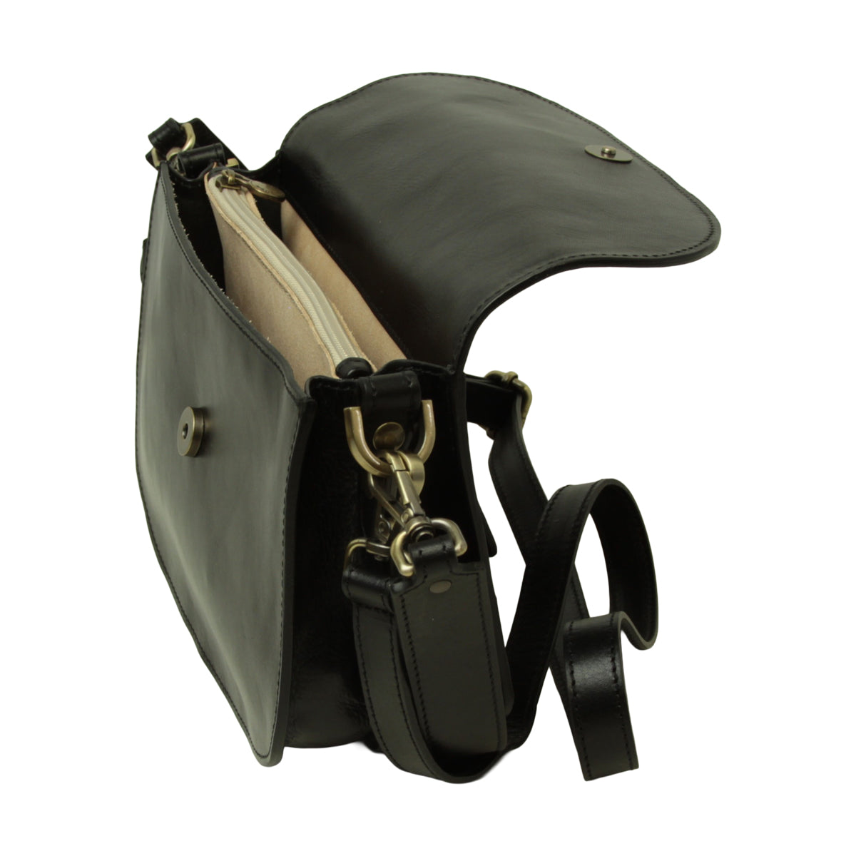 Two-sided shoulder bag in full-grain calfskin –Black