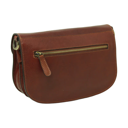 Two-sided shoulder bag in full-grain calfskin –Mahogany