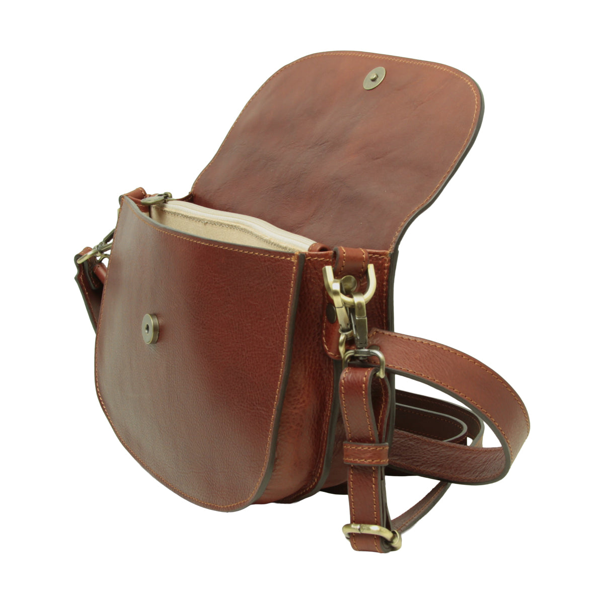Two-sided shoulder bag in full-grain calfskin –Mahogany