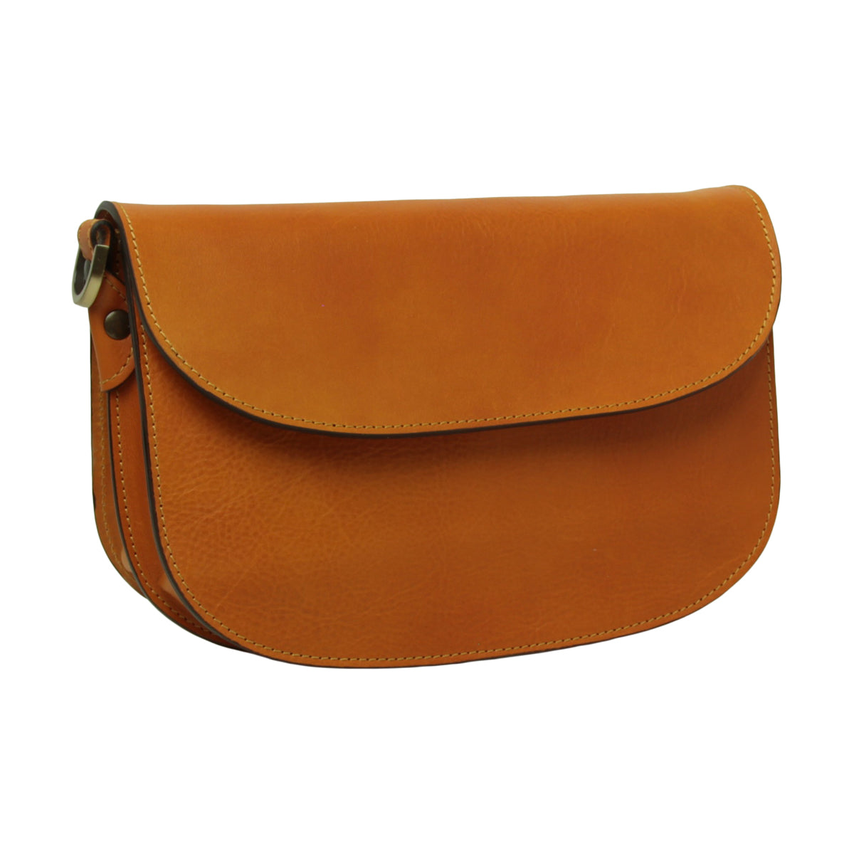 Two-sided shoulder bag in full-grain calfskin –Yellow Ochre