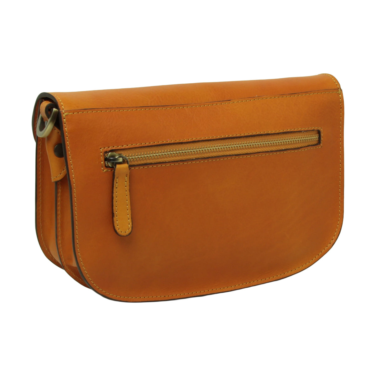 Two-sided shoulder bag in full-grain calfskin –Yellow Ochre
