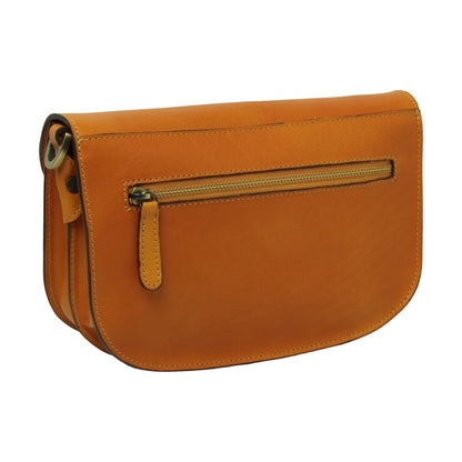 Two-sided shoulder bag in full-grain calfskin –Yellow Ochre