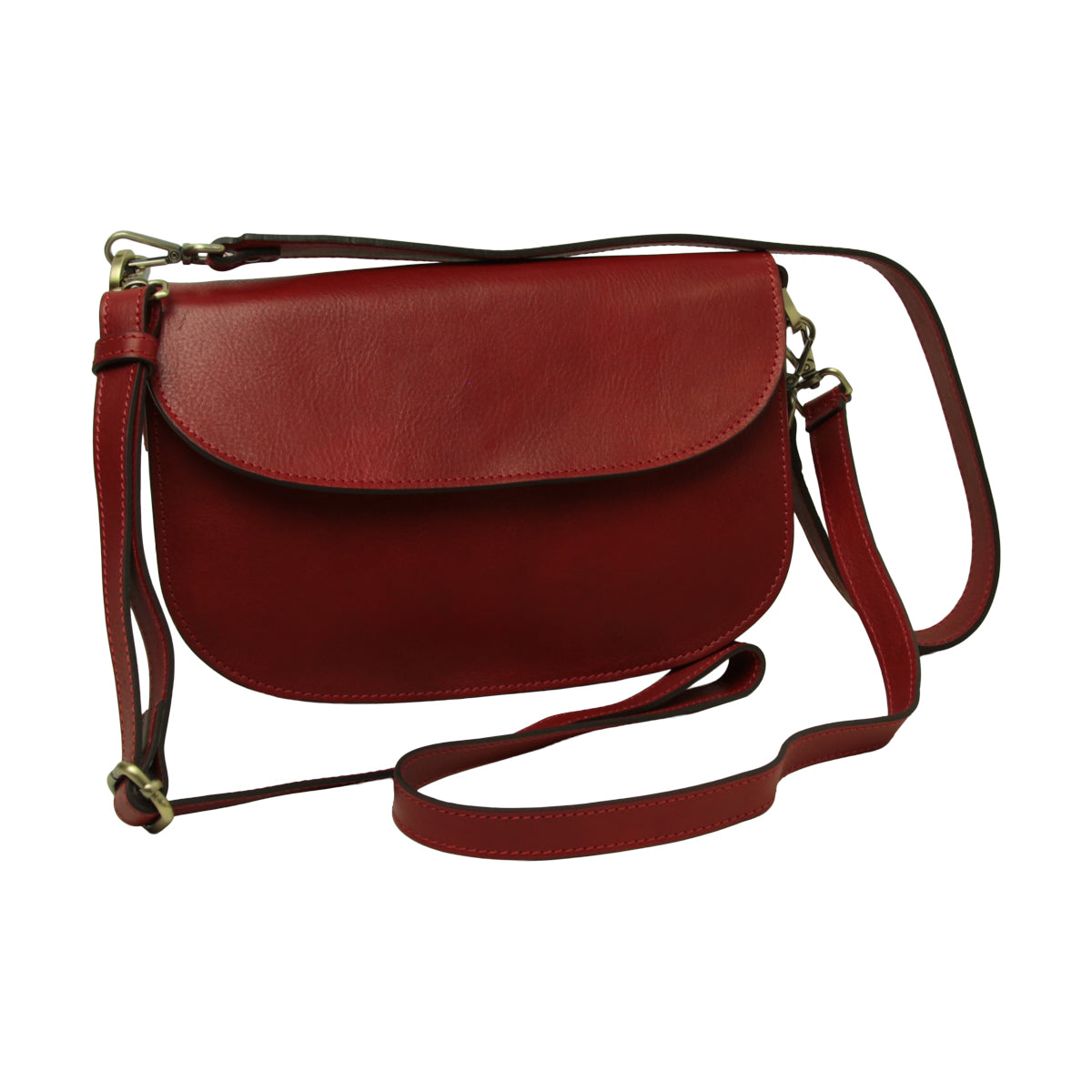 Two-sided shoulder bag in full-grain calfskin –Red