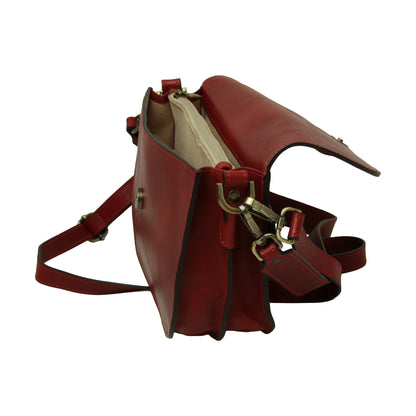 Two-sided shoulder bag in full-grain calfskin –Red