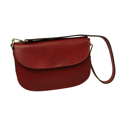 Two-sided shoulder bag in full-grain calfskin –Red