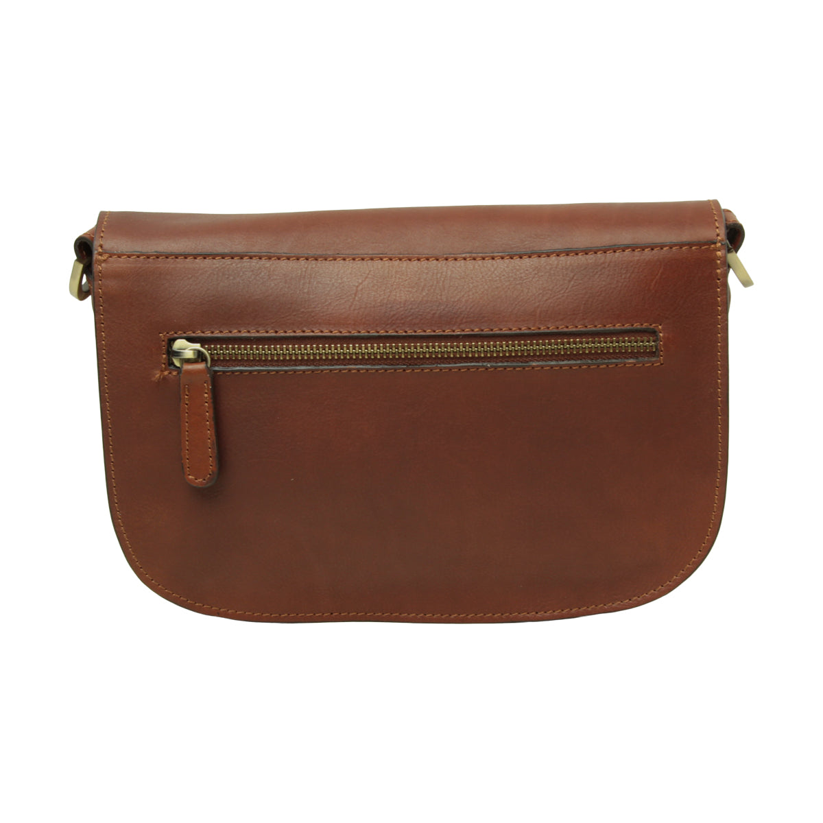 Two-sided shoulder bag in full-grain calfskin –Teak