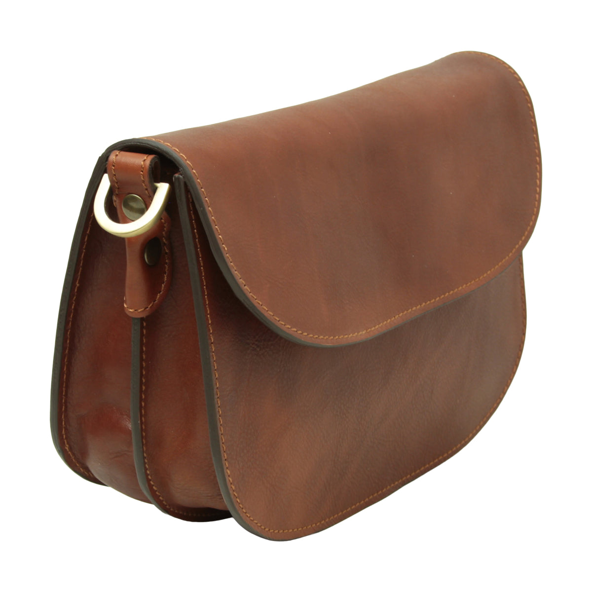 Two-sided shoulder bag in full-grain calfskin –Teak
