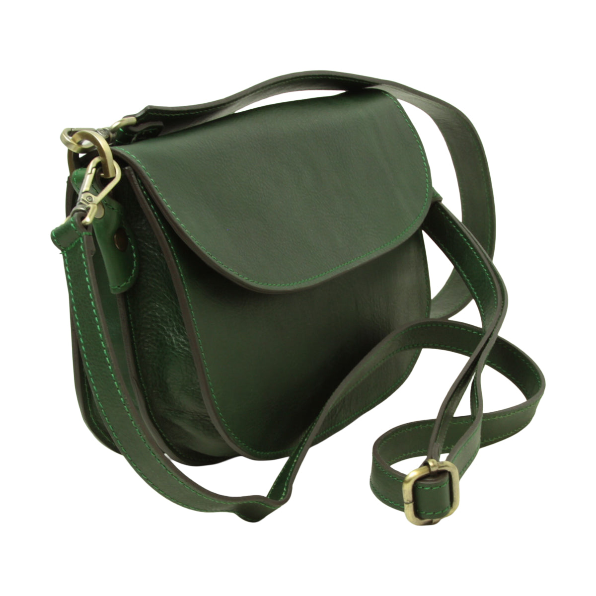 Two-shoulder bag in full-grain calfskin –Green