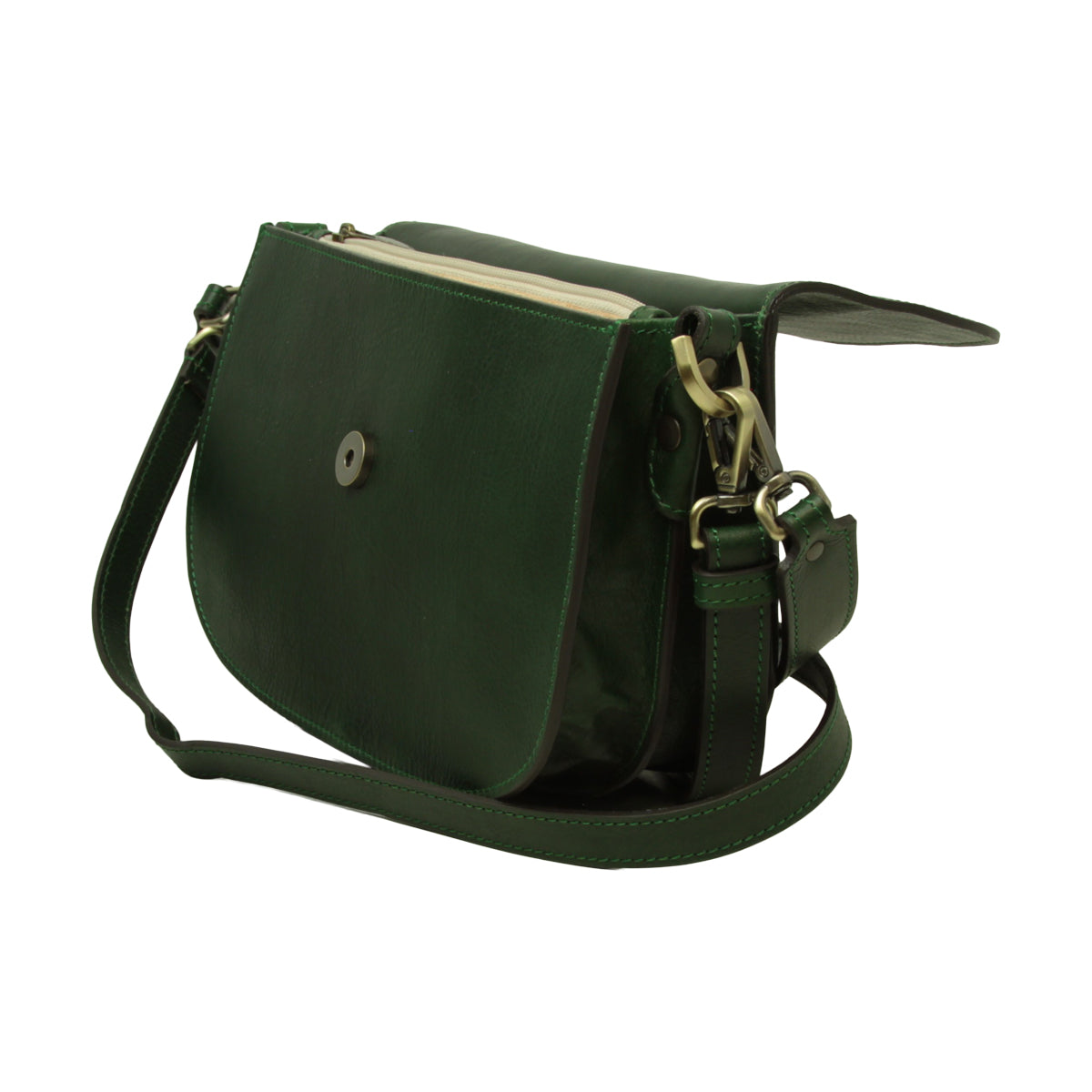 Two-shoulder bag in full-grain calfskin –Green