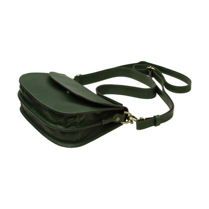 Two-shoulder bag in full-grain calfskin –Green