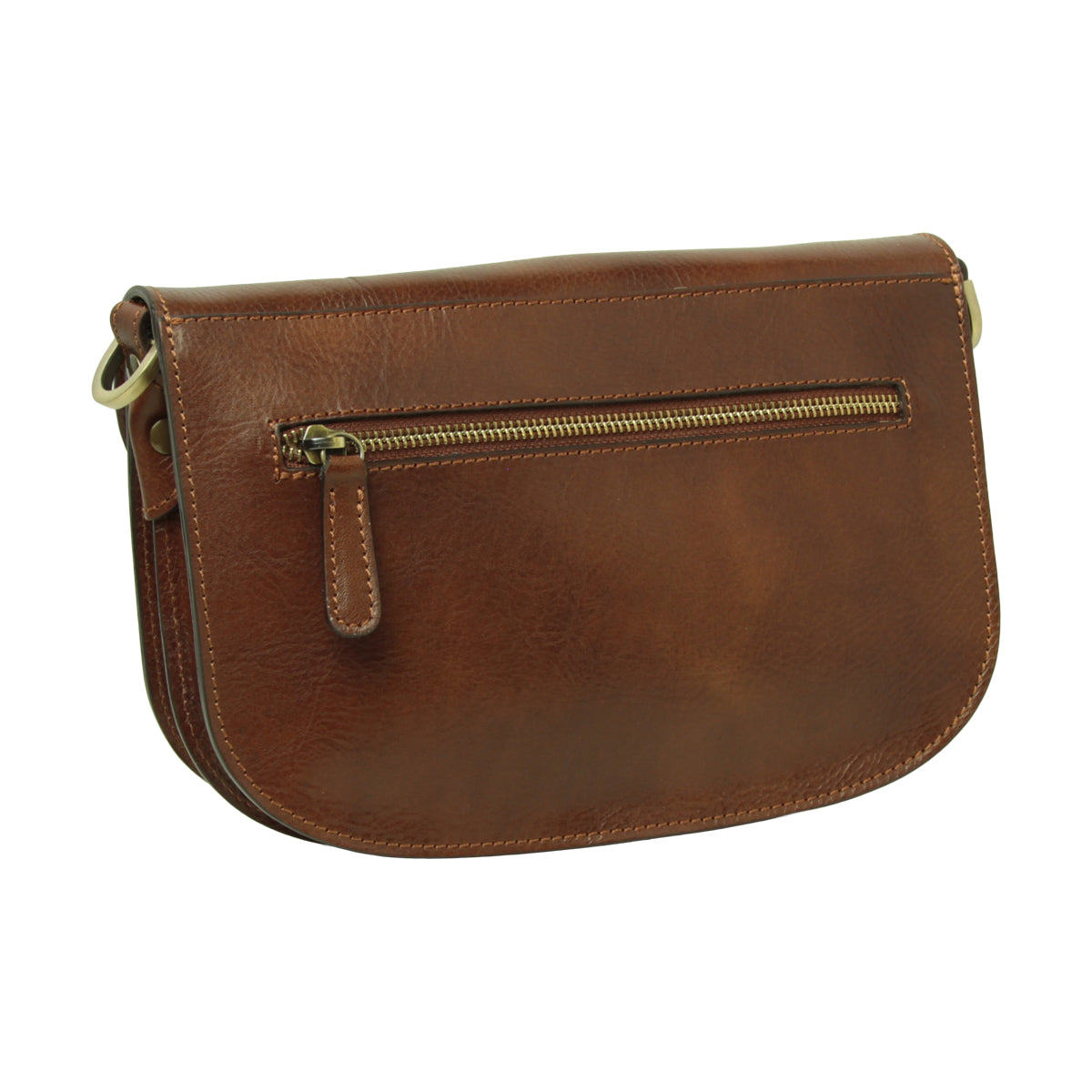 Two-sided shoulder bag in full-grain calfskin –Brown