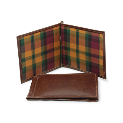 Full grain leather money clip - brown