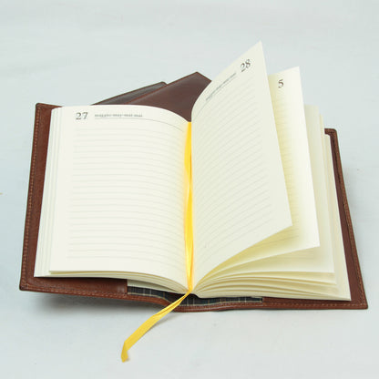 Full grain leather small daily planner - brown