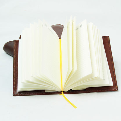Full grain leather large daily planner - brown
