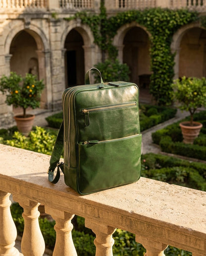 Leather Backpack With Trolley Strap