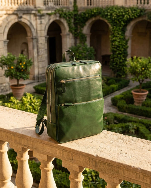 Leather Backpack With Trolley Strap